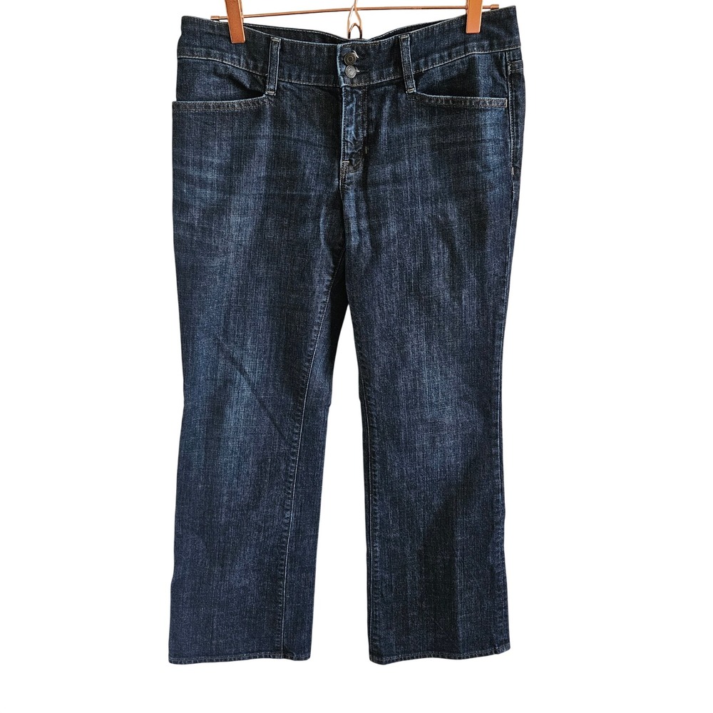 Gap Curvy Stretch Dk Wash Straight Leg Jean Women 10R Double Button Flap pockets